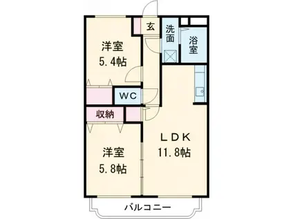 Y&Mグランメゾン(2LDK/2階)の間取り写真