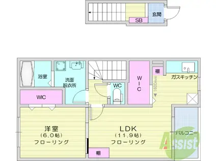 グレイス コートⅢ(1LDK/2階)の間取り写真