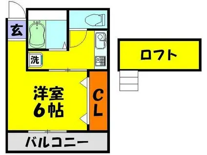 東武東上線 川越駅 徒歩6分 2階建 築22年(1K/2階)の間取り写真