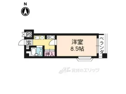 グリーンパレス衣笠(1K/2階)の間取り写真