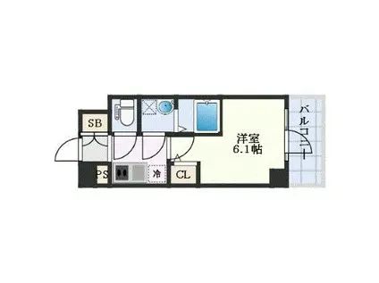 エスリード弁天町ノース RESIDENCE(1K/6階)の間取り写真