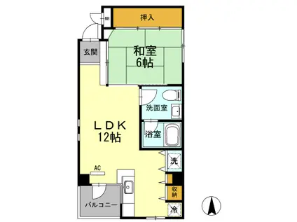 アルビオン(1LDK/2階)の間取り写真