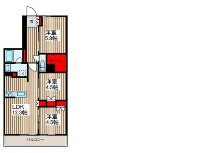 グランカーサ川口青木町公園(3LDK/6階)の間取り写真