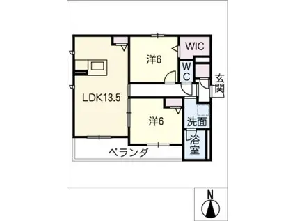 GRANDEL(2LDK/2階)の間取り写真