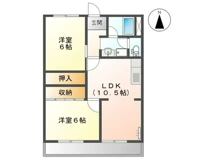 アメニティパーク柳下(2LDK/3階)の間取り写真