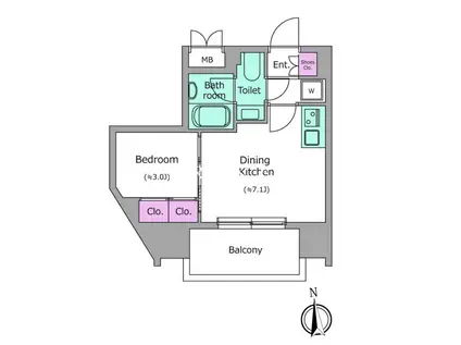 クレヴィアリグゼ北品川IIステーションコート(1DK/6階)の間取り写真