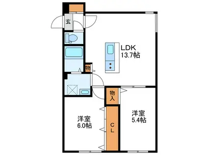 THE RESIDENCE ザレジデンス(2LDK/4階)の間取り写真