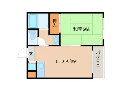 レファインド武庫川(1LDK/2階)の間取り写真