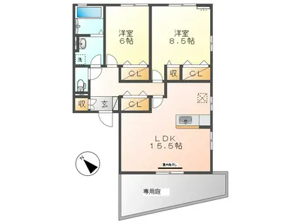 ボナールIII(2LDK/1階)の間取り写真