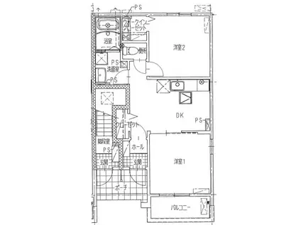 ベルソーレII(2DK/1階)の間取り写真