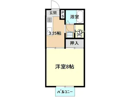 グリーンファーム中司A(1K/2階)の間取り写真