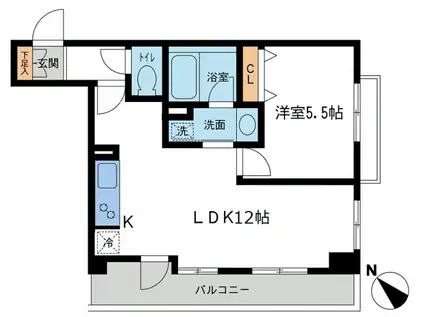 ルクレ初台(1LDK/3階)の間取り写真