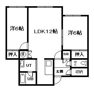 シャンフA(2LDK/1階)の間取り写真