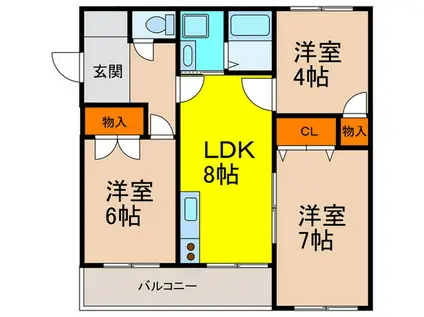 ウィルパレスANE(3LDK/3階)の間取り写真