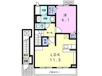 ブラン セレノ(1LDK/2階)の間取り写真