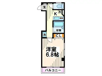 プリエ武蔵野(1K/2階)の間取り写真