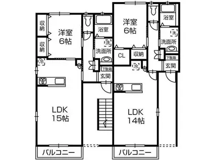 フレデリアB棟(1LDK/1階)の間取り写真