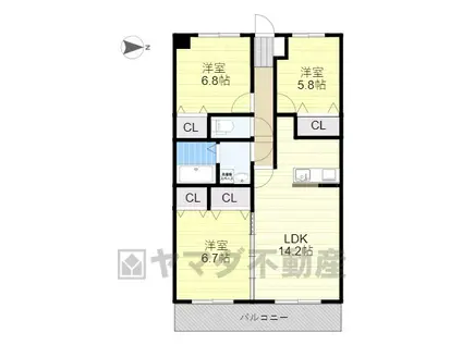 ルミエールMM(3LDK/2階)の間取り写真