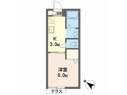 シャーロットタウン(1K/2階)の間取り写真