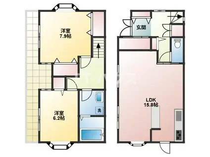 ヴィクトワール津田沼(2LDK/2階)の間取り写真