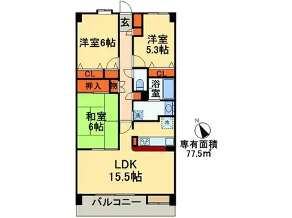 レジデンス幕張アリーナシティ(3LDK/7階)の間取り写真