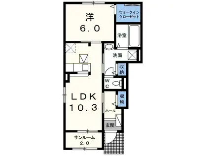 カーサメヌエット(1LDK/1階)の間取り写真