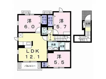 ラソ・エテルノ(3LDK/2階)の間取り写真