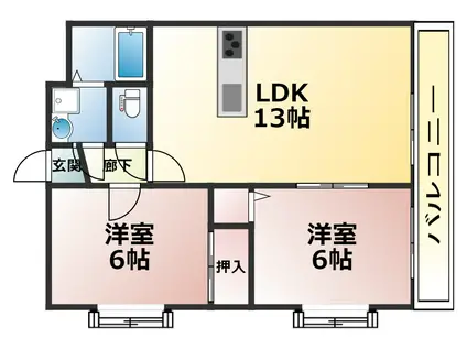 メジャーコートMY(2LDK/1階)の間取り写真