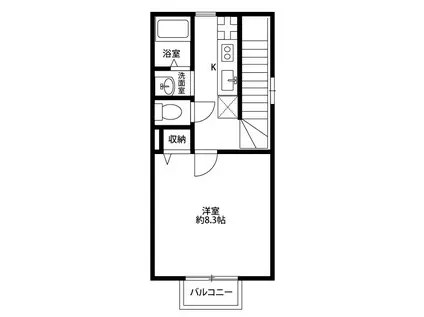 アムールケーズハウス(1K/2階)の間取り写真