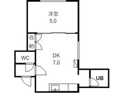 メープルN21(1DK/1階)の間取り写真