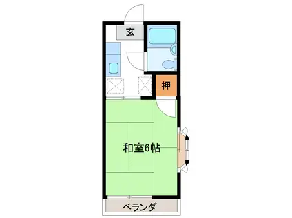 コーポカメリア(ワンルーム/2階)の間取り写真