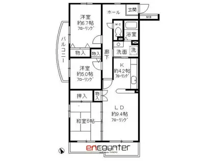 コーポレート小金井梶野通6号棟(3LDK/2階)の間取り写真