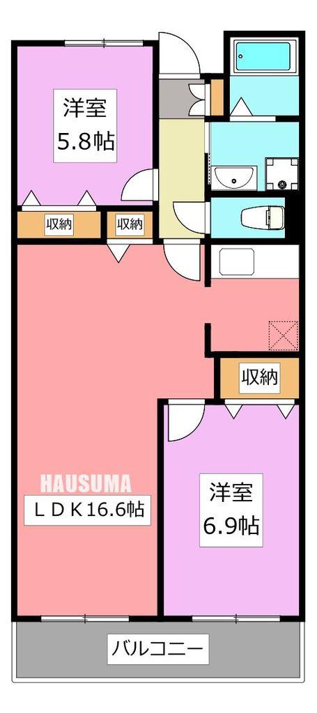 ネオ・プロミネンス(2LDK/5階)の間取り写真