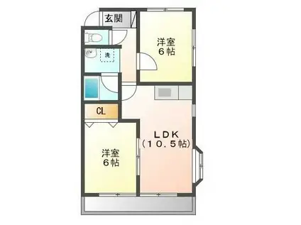 コスモハイツ(2LDK/1階)の間取り写真
