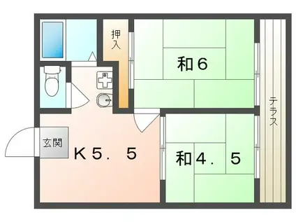 ゾンネンブルーメ(2K/1階)の間取り写真