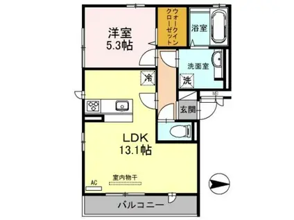 オリオンA棟シリウスB棟(1LDK/1階)の間取り写真