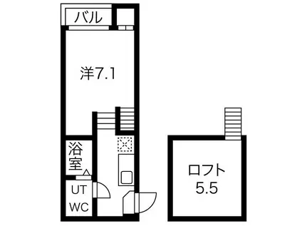 LA MER BLEU(1K/1階)の間取り写真