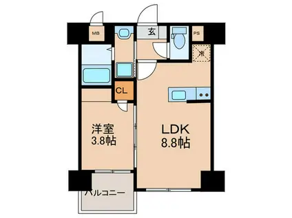 ラフィーネ井尻IIA棟(1LDK/3階)の間取り写真