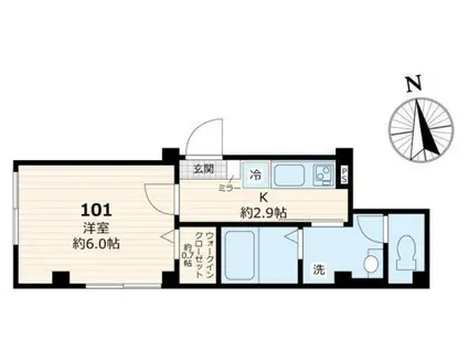 メゾン ノワール(1K/1階)の間取り写真