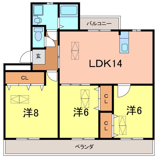 グリーンパーク西端(3LDK/2階)の間取り写真