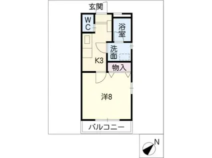 地下鉄東山線 東山公園駅(愛知) 徒歩6分 2階建 築25年(1K/2階)の間取り写真