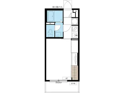 リブリ・旭ヶ丘(1K/2階)の間取り写真