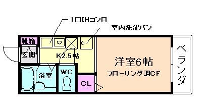 エミネンス箕面(1K/2階)の間取り写真