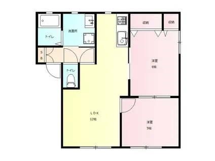 パーシモン C(2LDK/1階)の間取り写真
