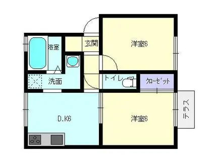セジュールまきII(2DK/1階)の間取り写真