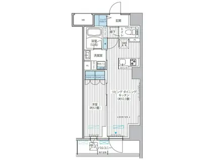 メゾン クロロ(1LDK/6階)の間取り写真