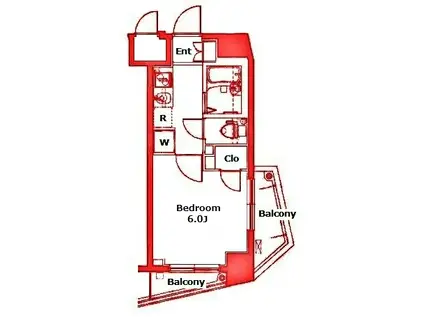 アルテシモアクアリンクヴィスタ(1K/2階)の間取り写真