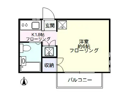 ファミール松原(1K/2階)の間取り写真