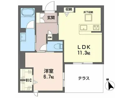 シャーメゾン 木の実(1LDK/1階)の間取り写真