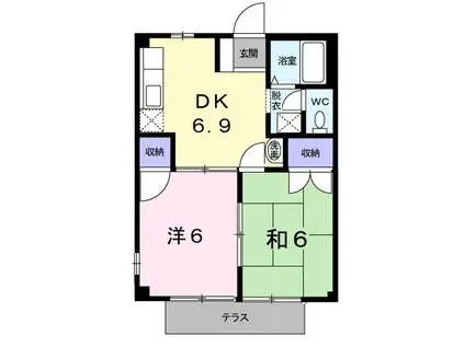 ハイム長谷川A(2DK/1階)の間取り写真